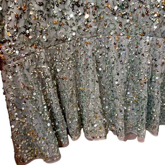 NWT MAC DUGGAL Butterfly Sleeve Tea length sequin dress Sage Size 18 - Picture 8 of 13